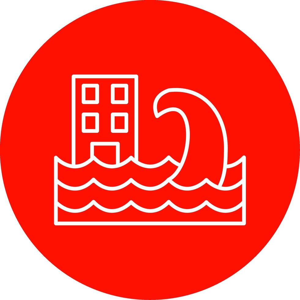 Tsunami Linie Kreis Farbe Symbol vektor