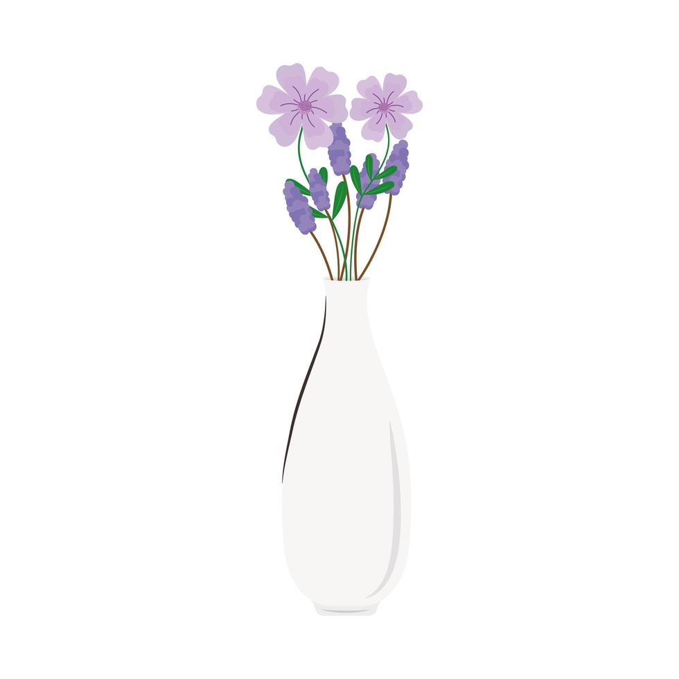 Vase mit schönem Blumenschmuck-Symbol vektor