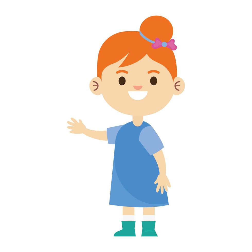 glückliches kleines junges Mädchen mit blauem Kleidcharakter vektor