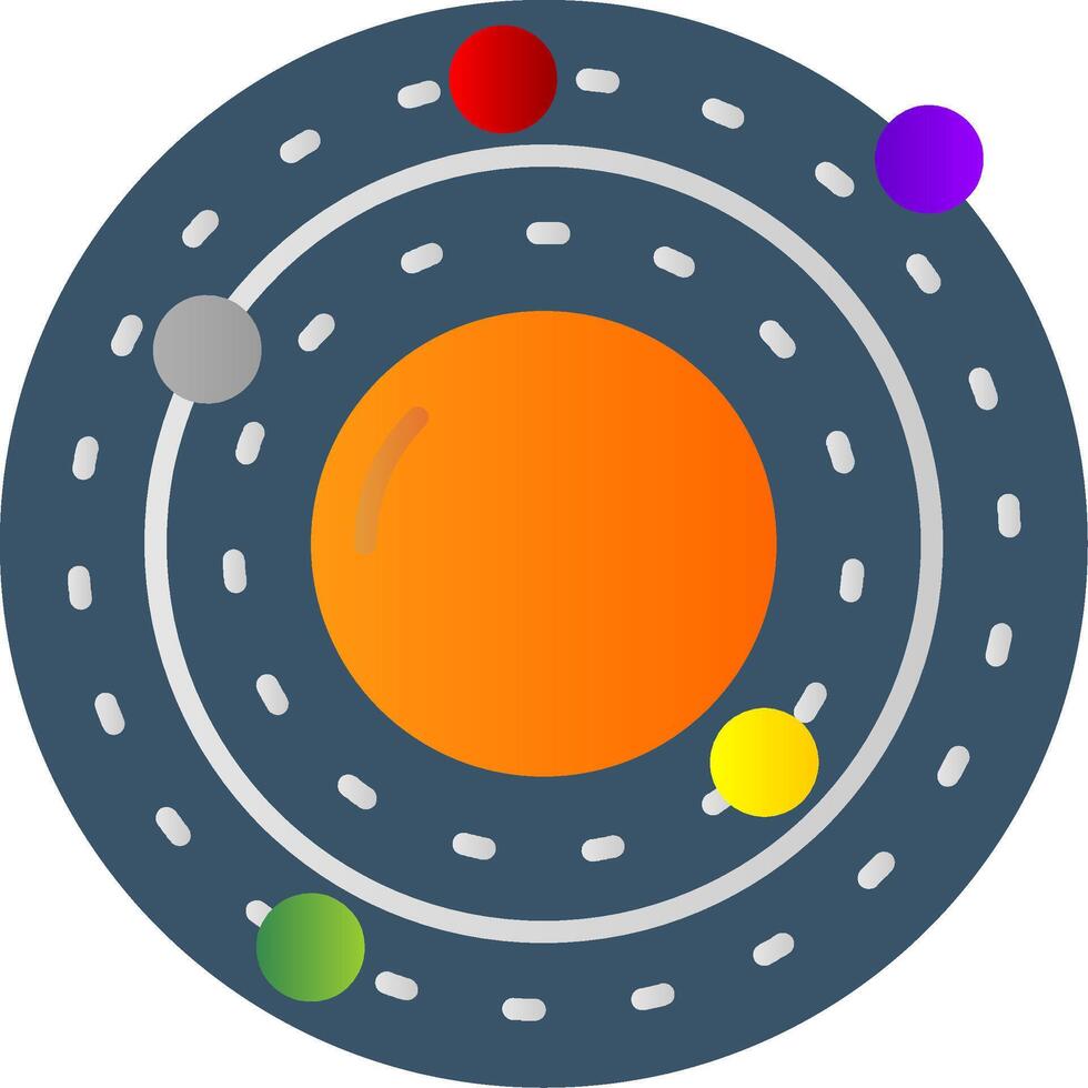 sol- systemet platt lutning ikon vektor