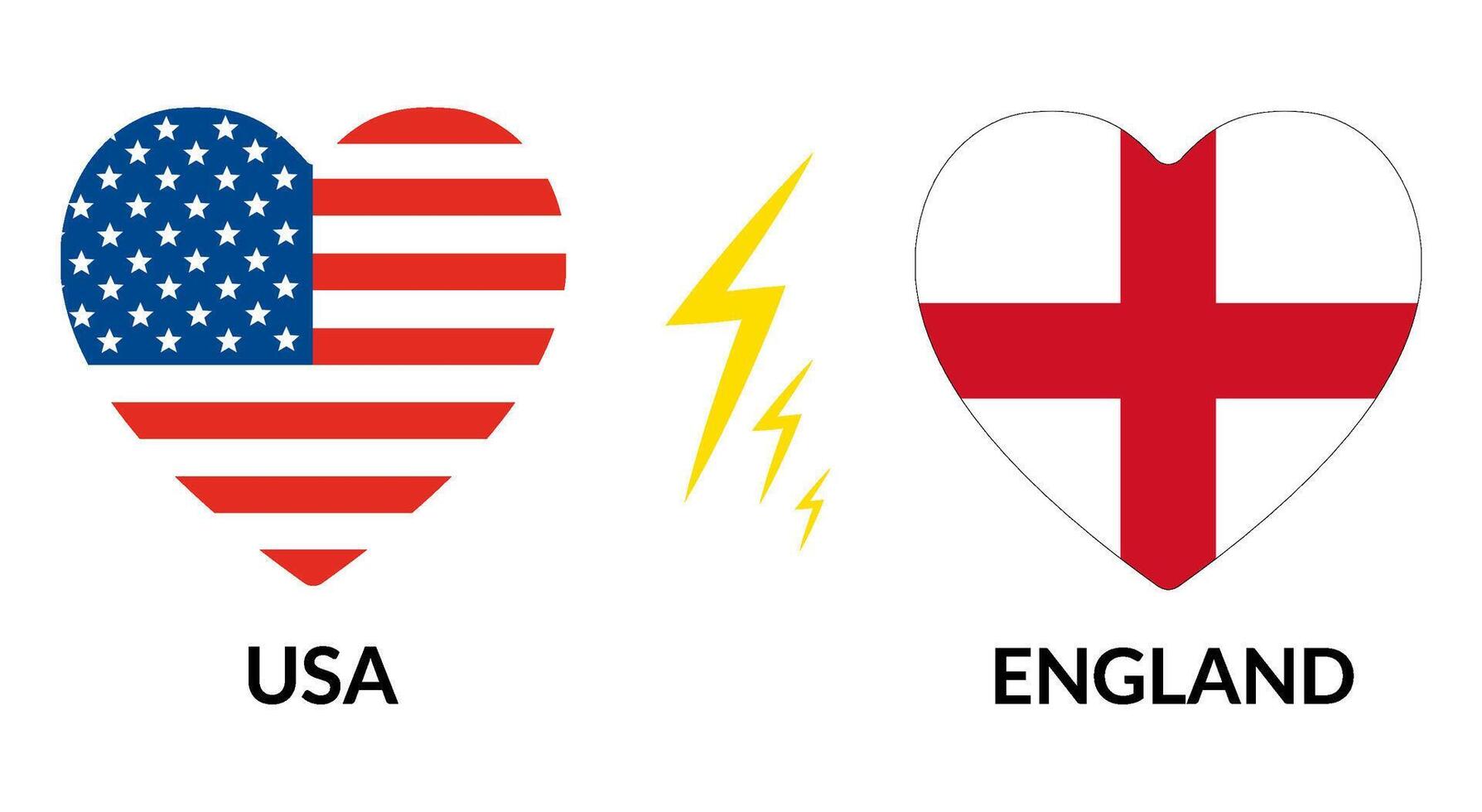 USA vs. England. Flagge von vereinigt Zustände von Amerika und England im Herz gestalten vektor
