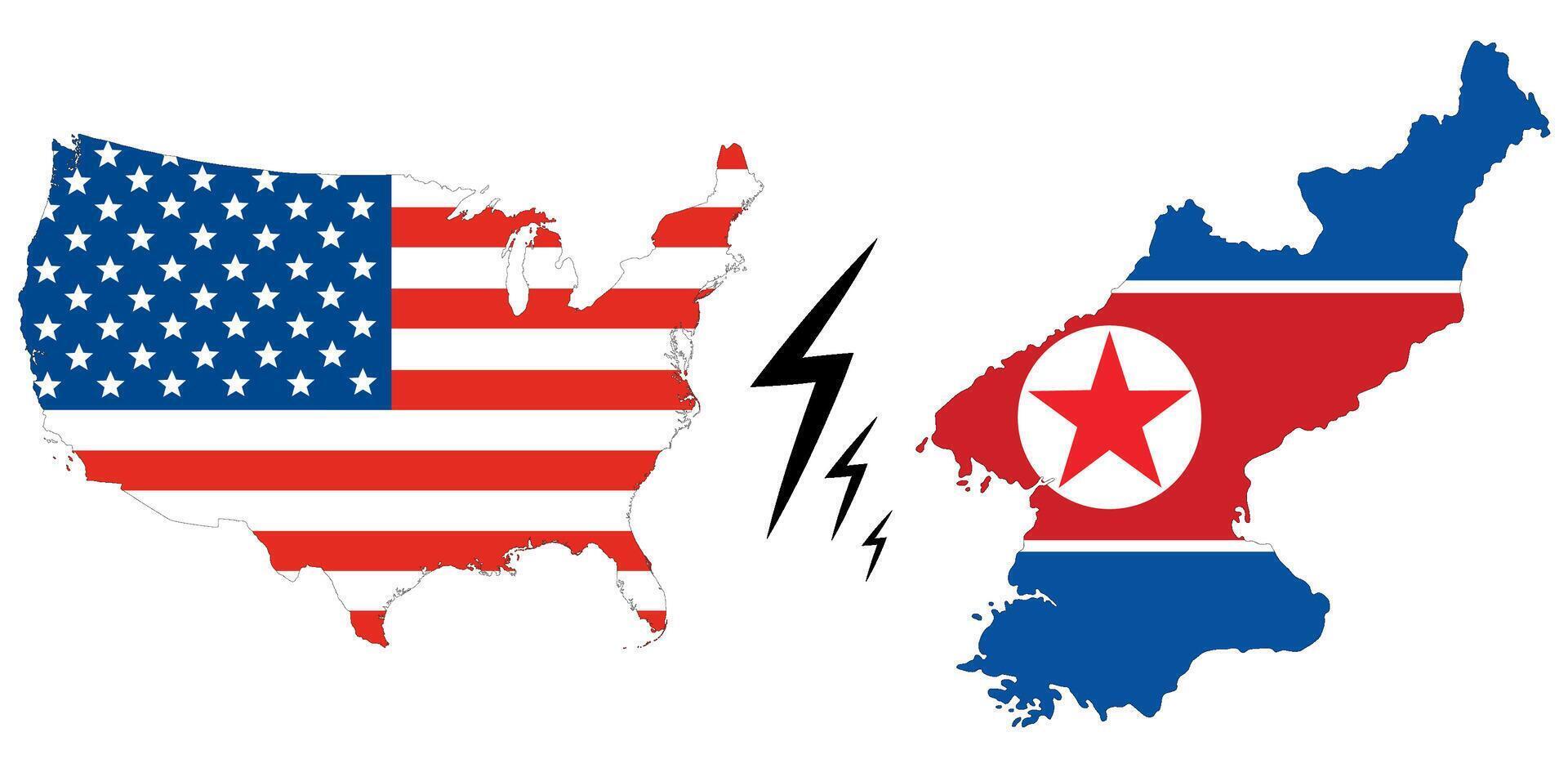 USA vs. Norden Korea Karte. Karte von vereinigt Zustände von Amerika und Norden Korea. vektor
