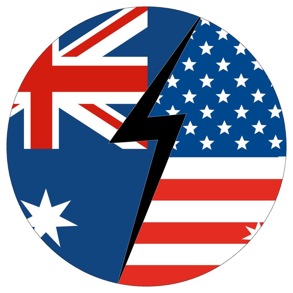 USA vs. Australien. Flagge von vereinigt Zustände von Amerika und Australien im Kreis gestalten vektor