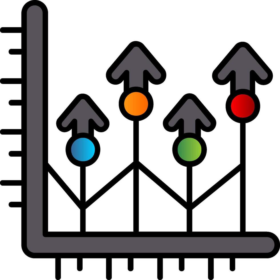 wachsen oben gefüllt Gradient Symbol vektor