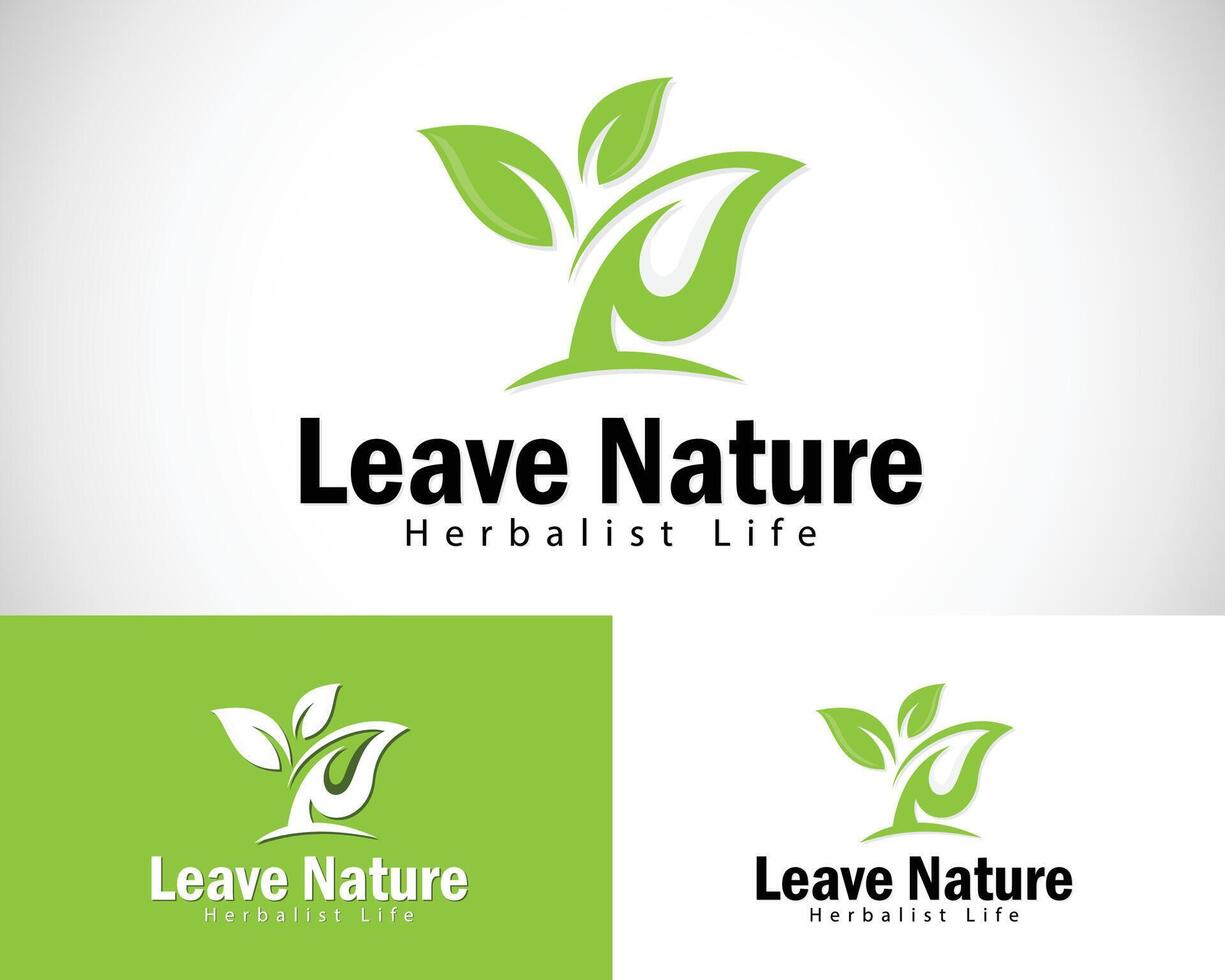 verlassen Natur Logo kreativ Kräuter- Design vektor