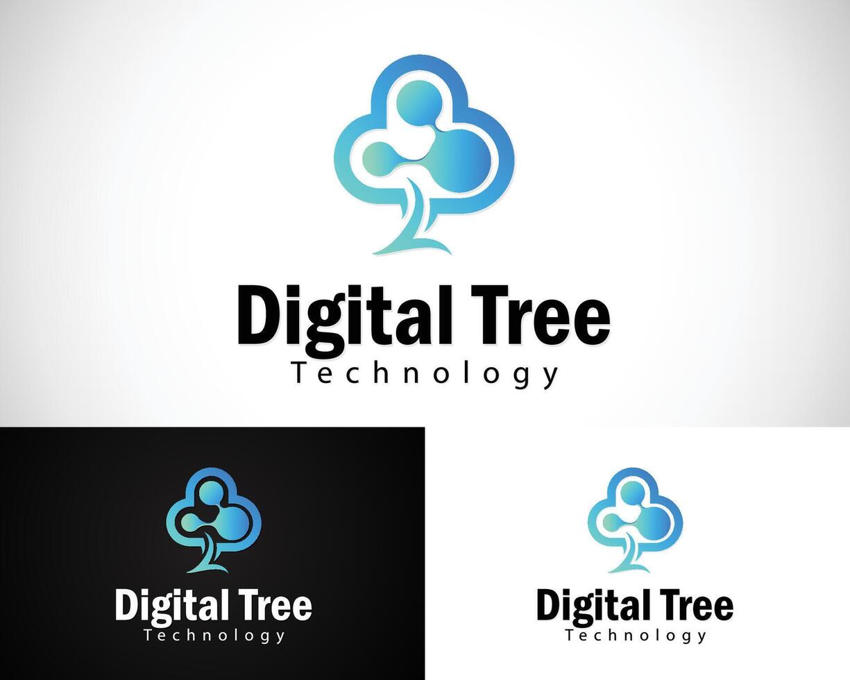 Digital Baum Logo kreativ Netzwerk verbinden Design Konzept Pixel vektor