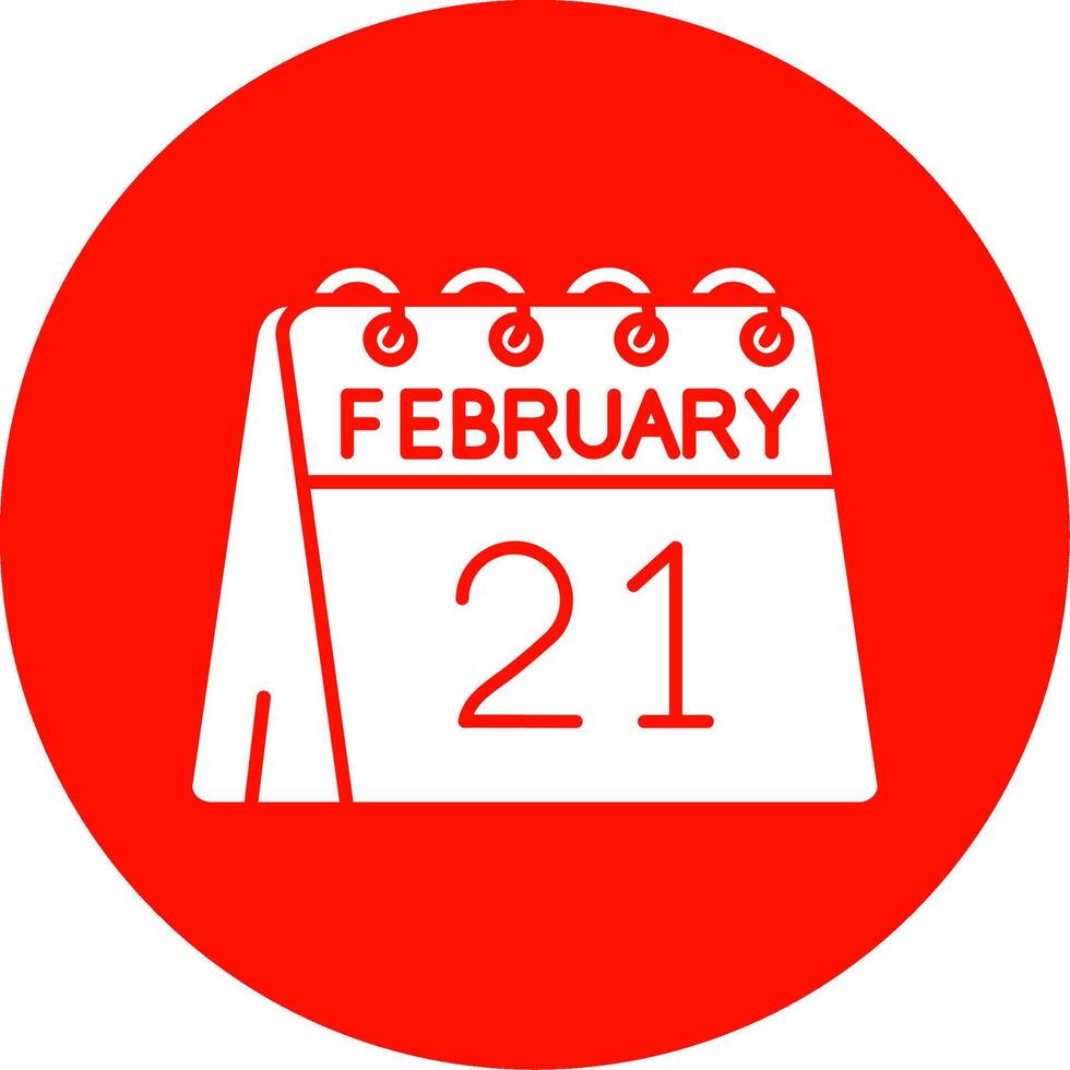 21:e av februari glyf cirkel Flerfärgad ikon vektor