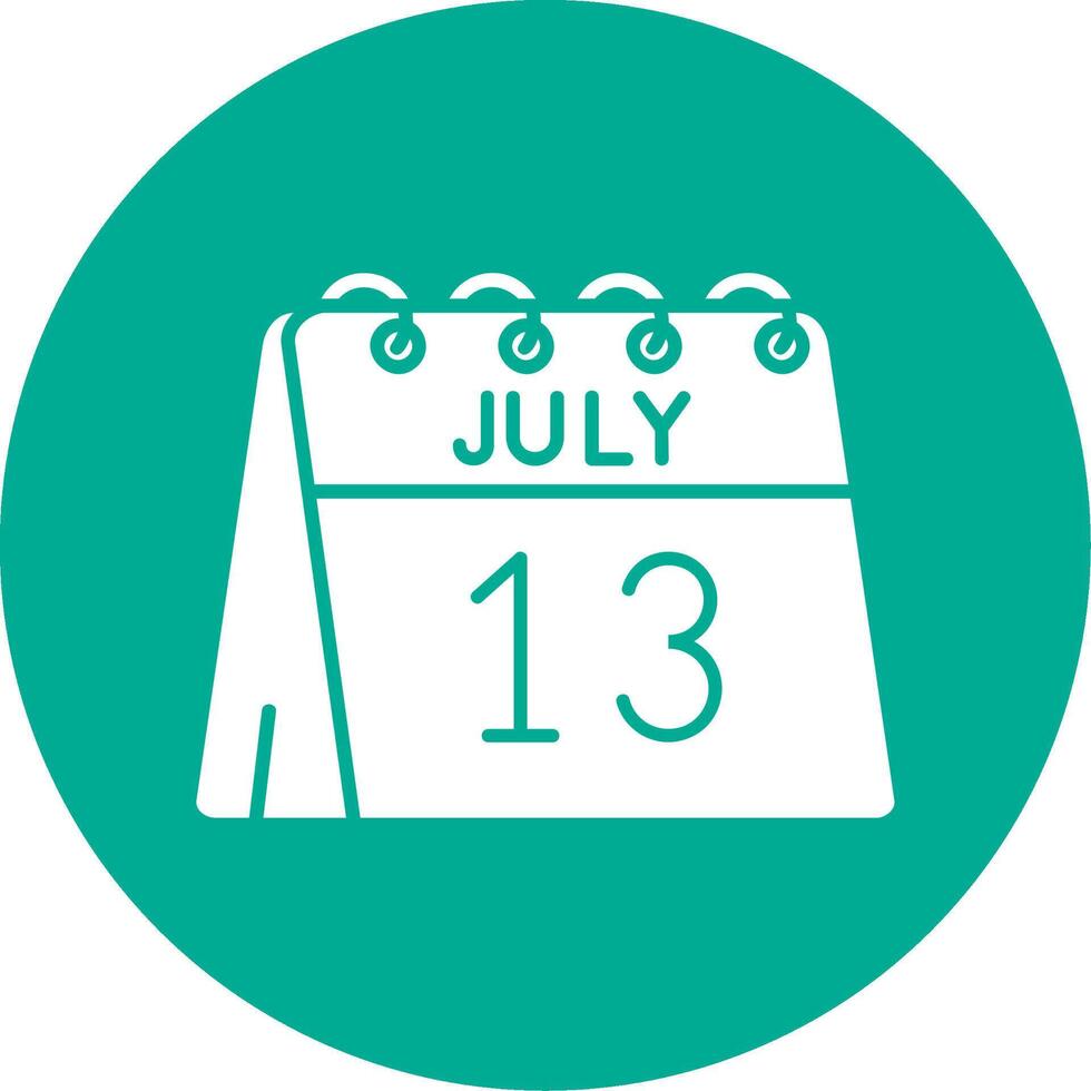 13: e av juli glyf cirkel Flerfärgad ikon vektor