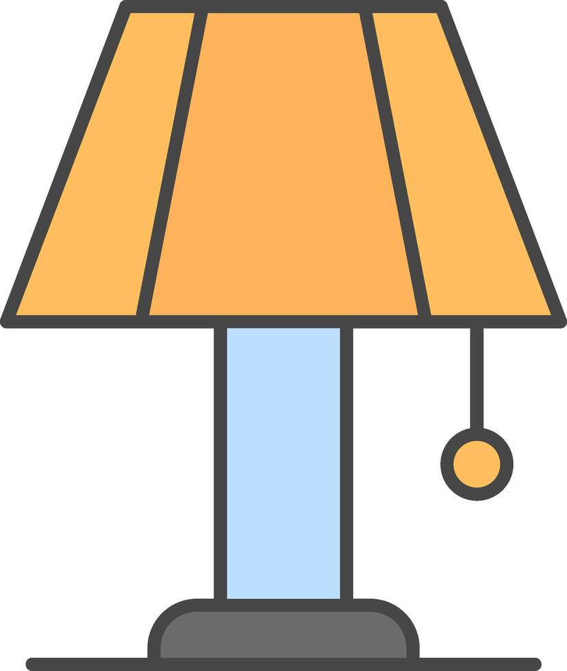 tabell lampa linje fylld ljus ikon vektor