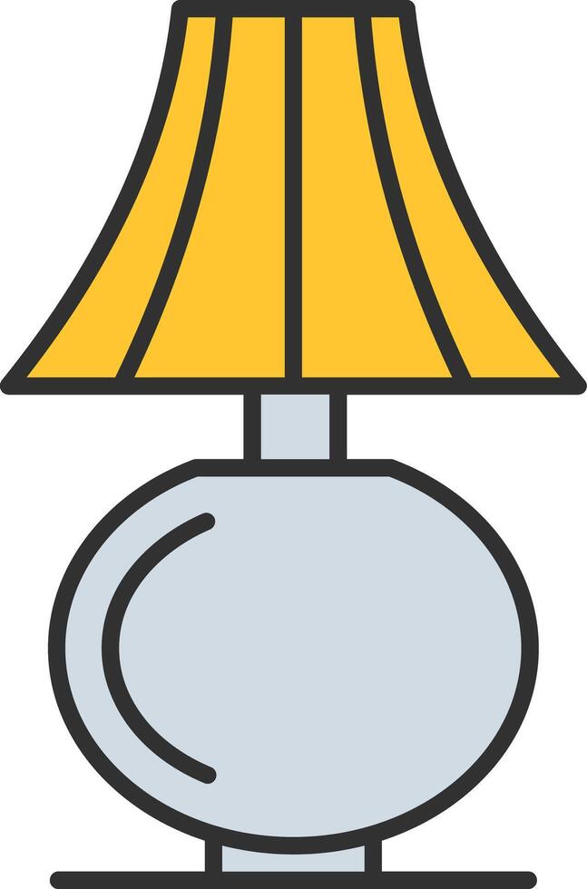 tabell lampa linje fylld ljus ikon vektor