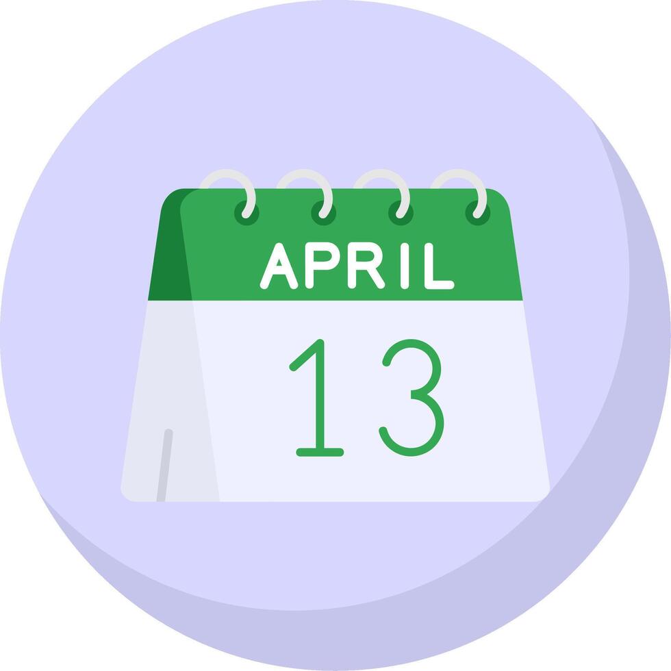 13: e av april glyf platt bubbla ikon vektor