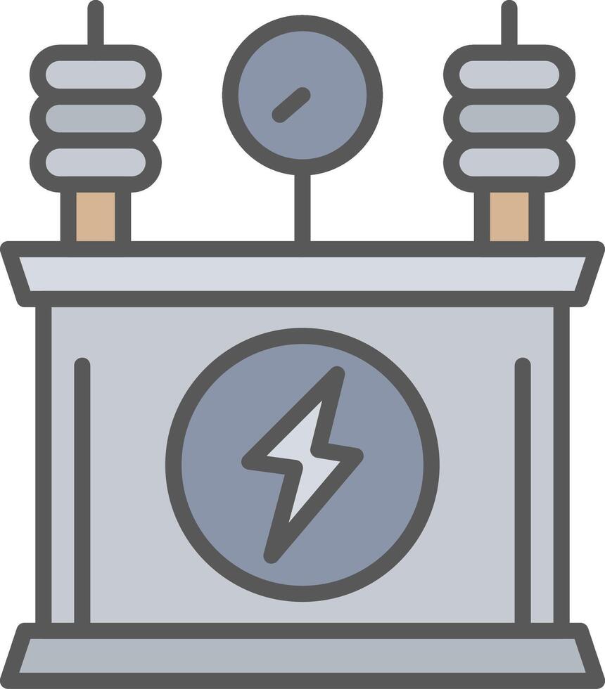 kraft transformator linje fylld ljus ikon vektor