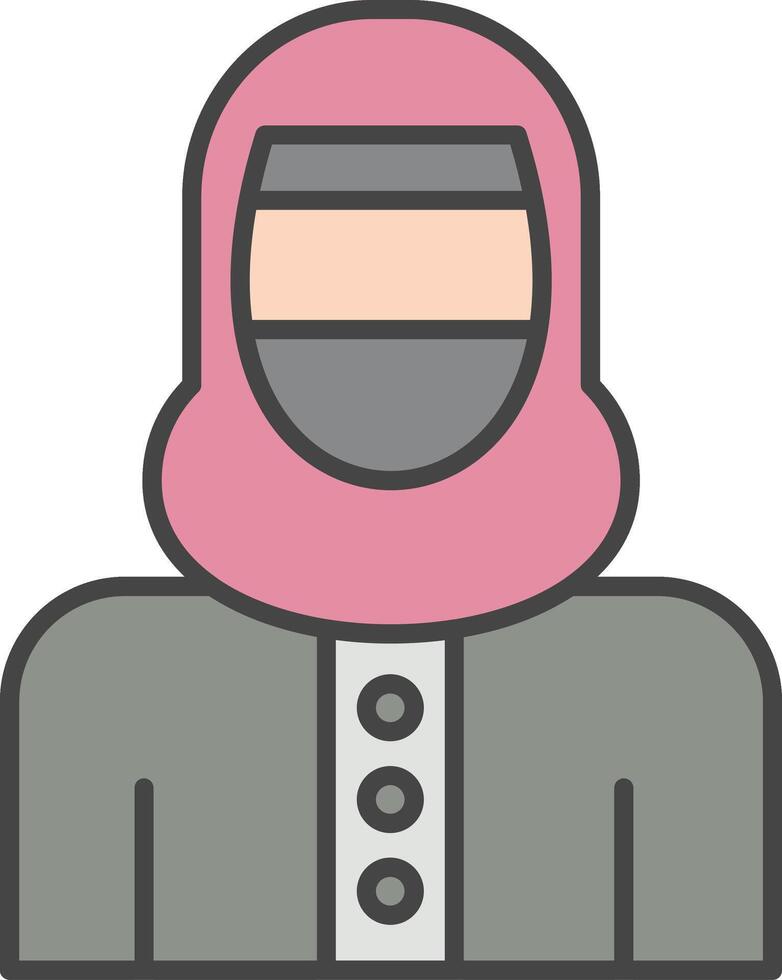 Frau mit Niqab Linie gefüllt Licht Symbol vektor