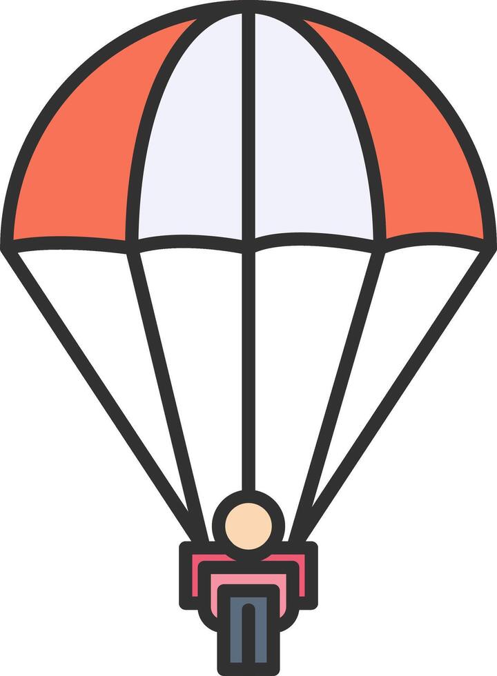 Fallschirmspringen Linie gefüllt Licht Symbol vektor
