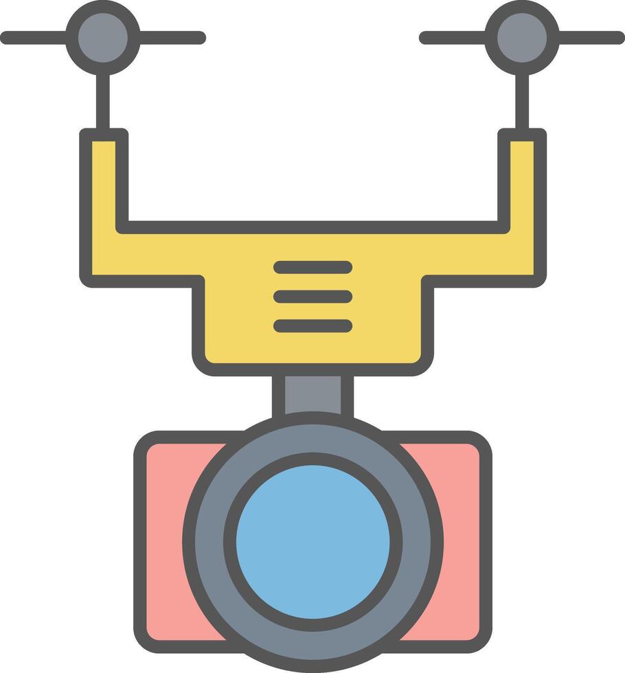 Kamera Drohne Linie gefüllt Licht Symbol vektor