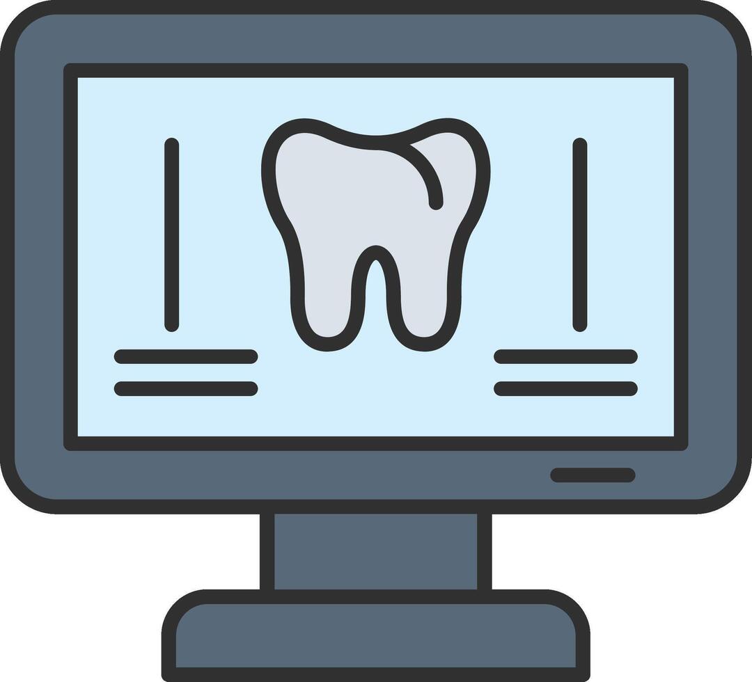 ortopantomogram linje fylld ljus ikon vektor