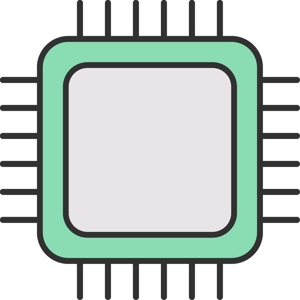 Zentralprozessor Linie gefüllt Licht Symbol vektor