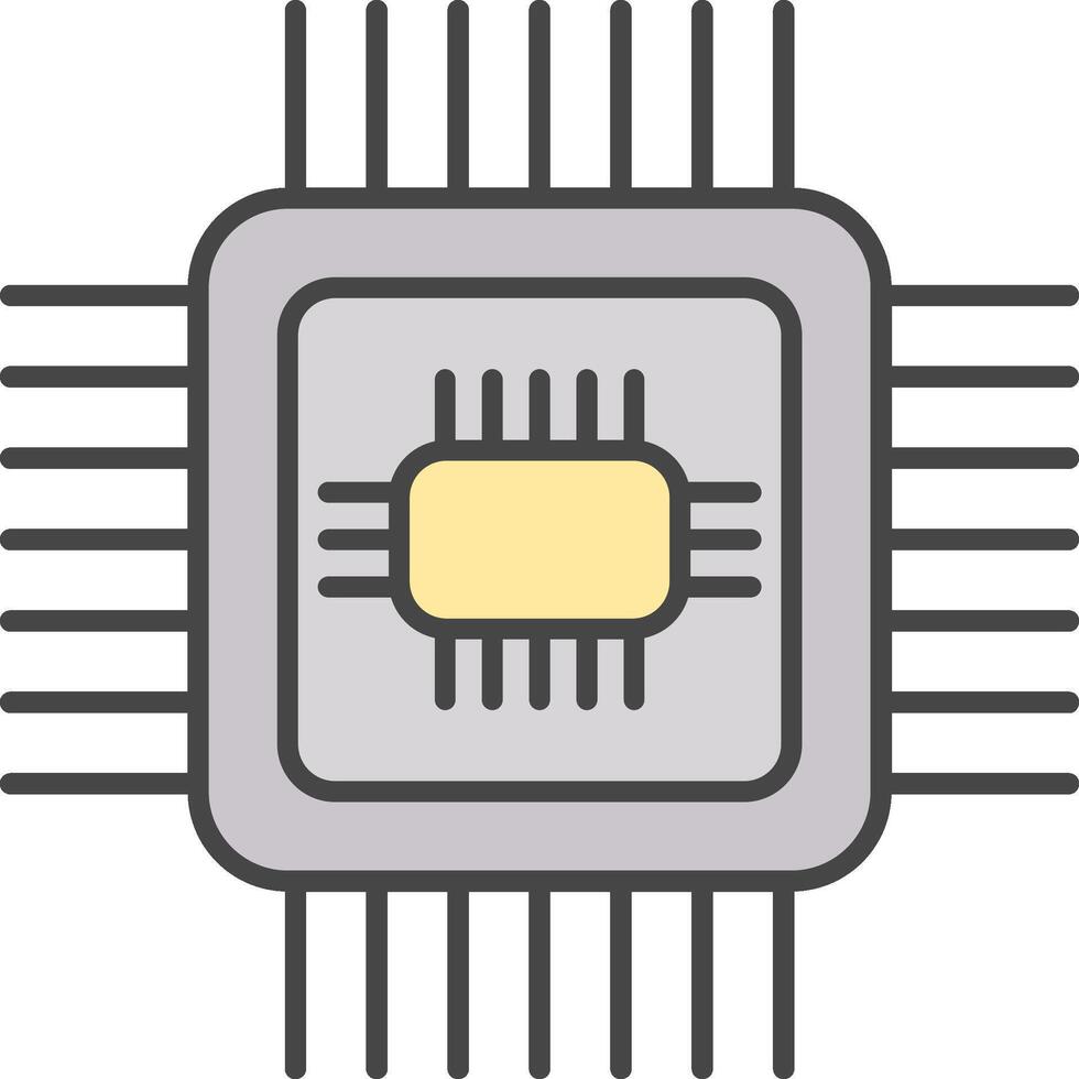 Zentralprozessor Linie gefüllt Licht Symbol vektor
