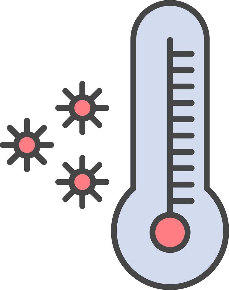 termometer linje fylld ljus ikon vektor