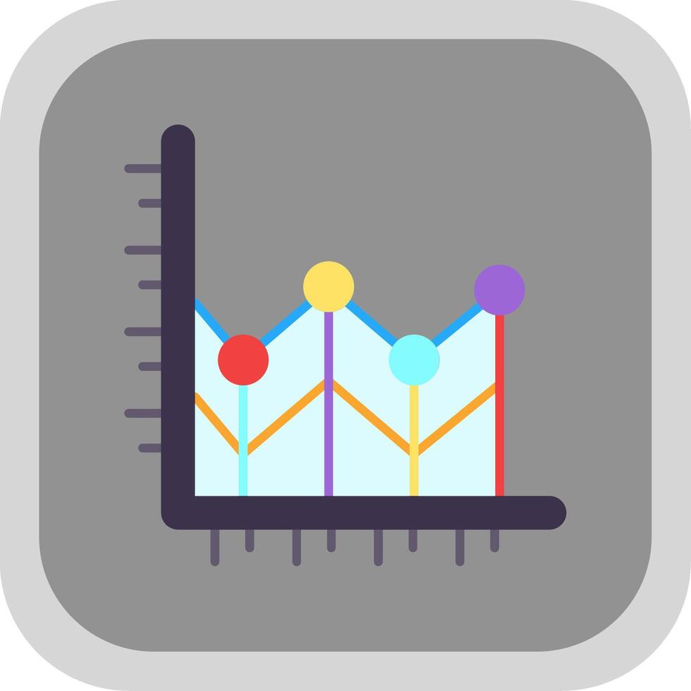 Linie Diagramm eben runden Ecke Symbol vektor