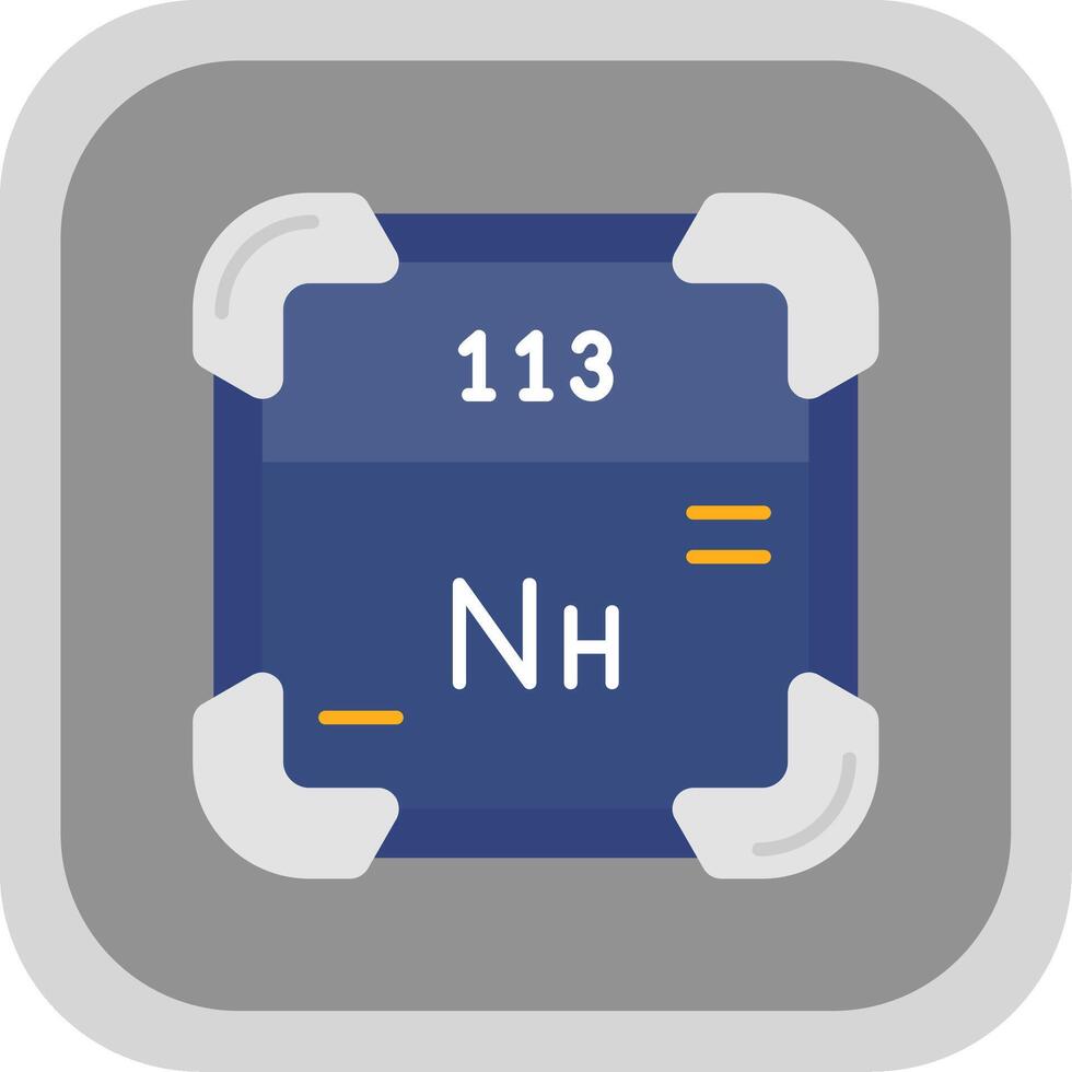 nihonium platt runda hörn ikon vektor