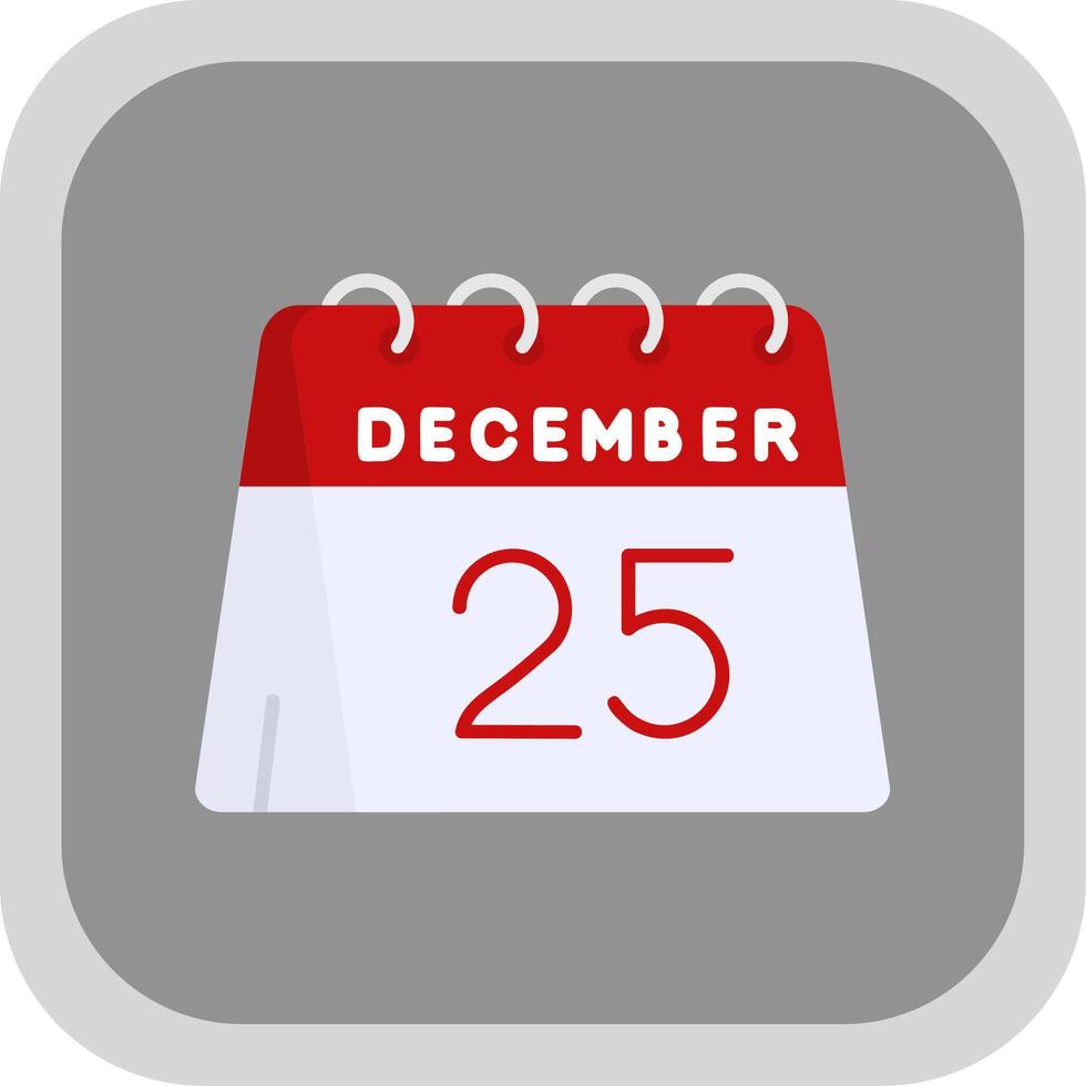 25:e av december platt runda hörn ikon vektor