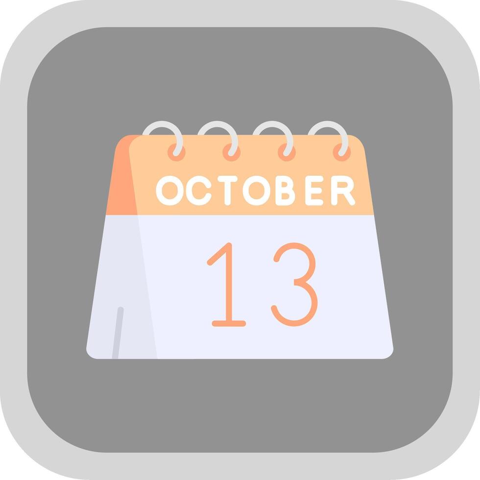 13: e av oktober platt runda hörn ikon vektor