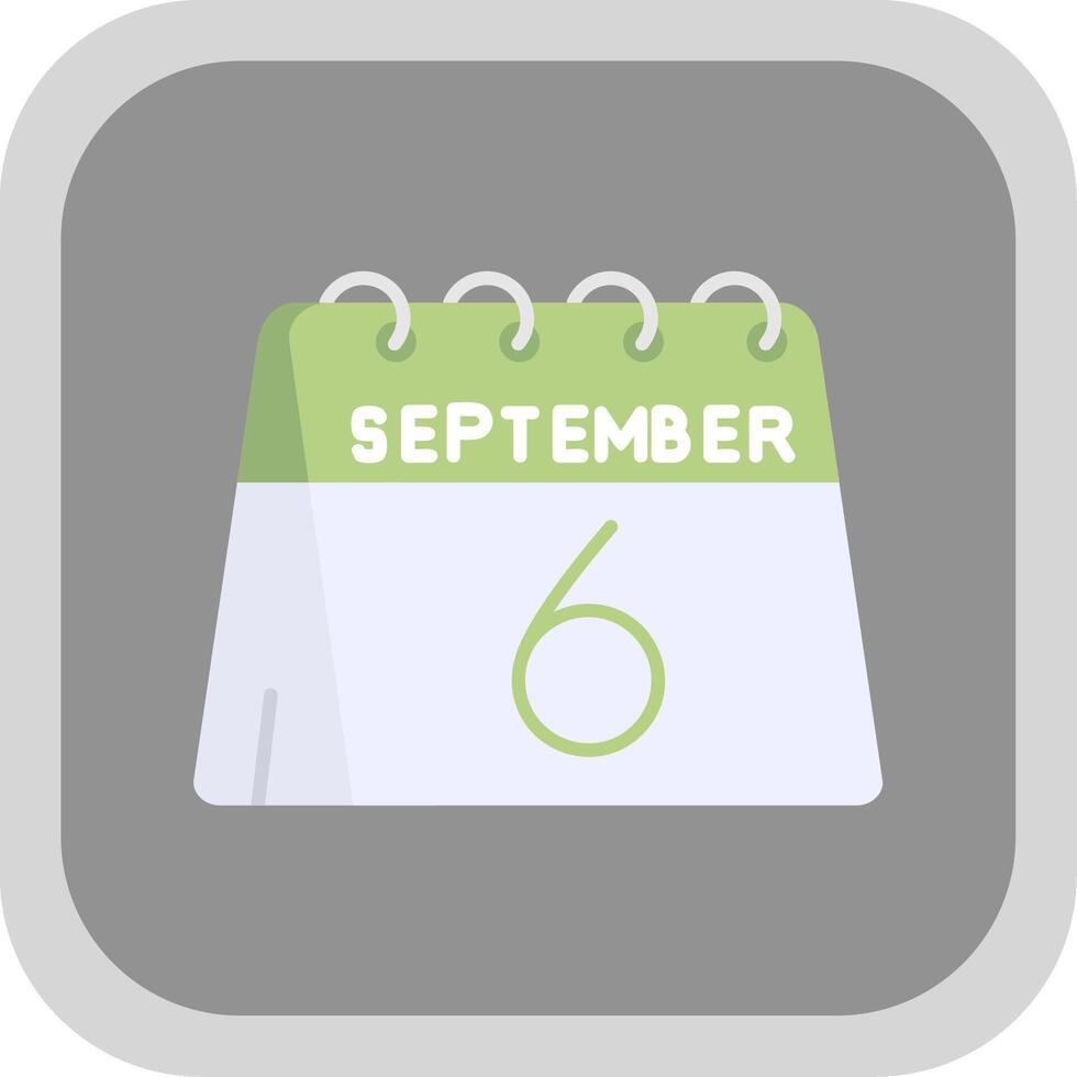 6 .. von September eben runden Ecke Symbol vektor