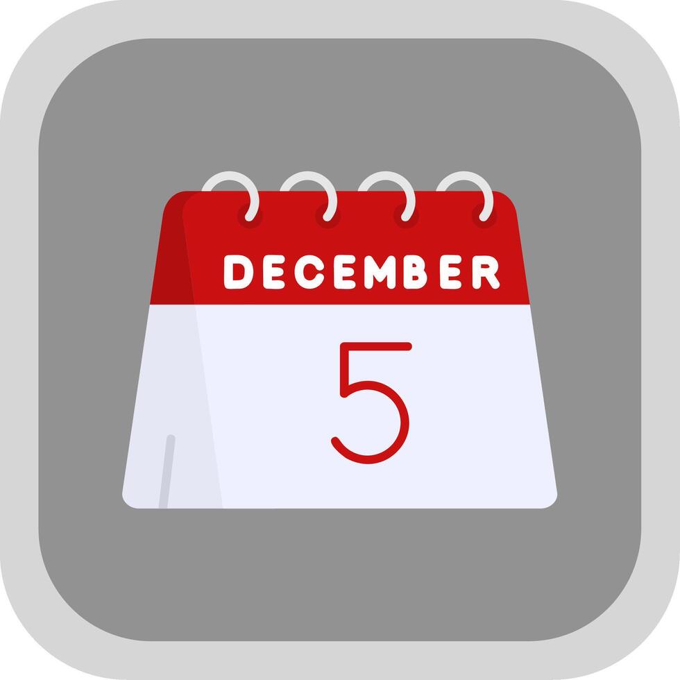 5:e av december platt runda hörn ikon vektor