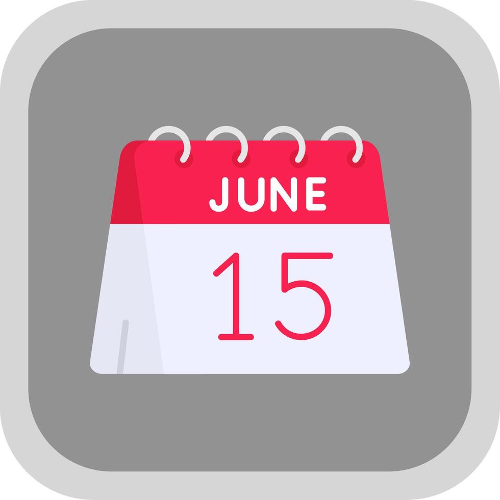 15:e av juni platt runda hörn ikon vektor