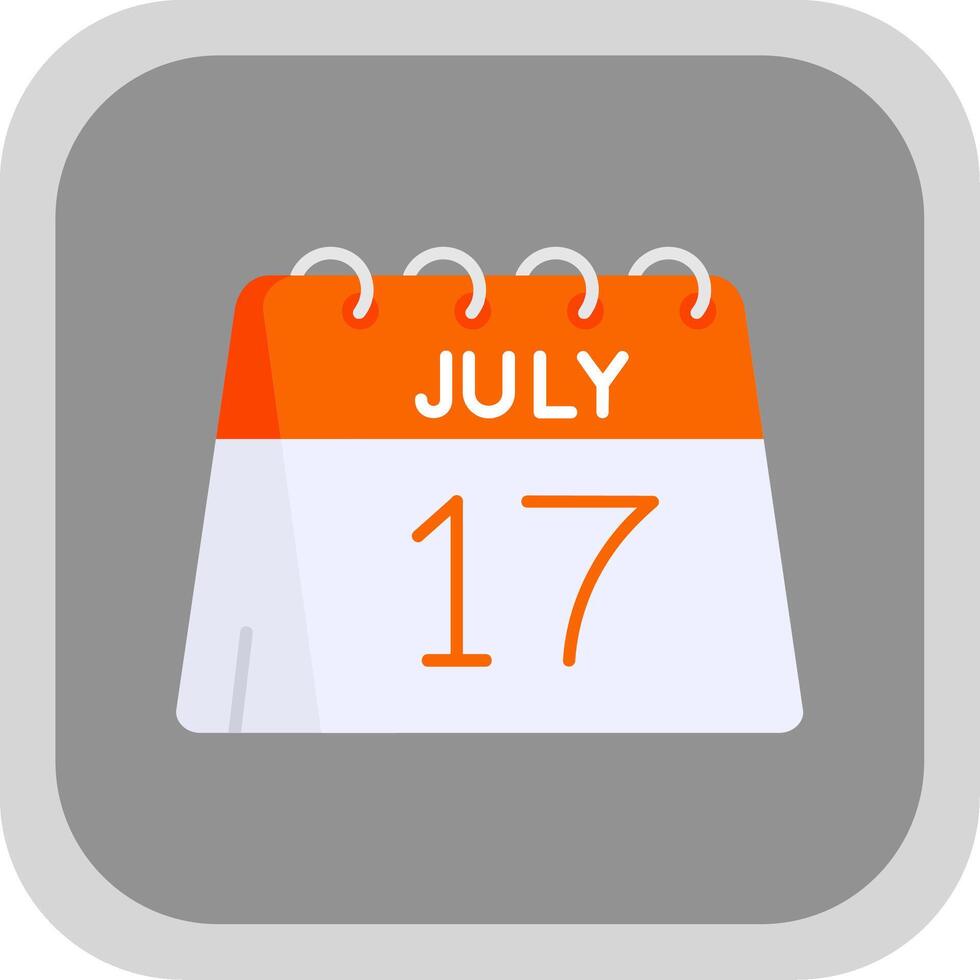17:e av juli platt runda hörn ikon vektor