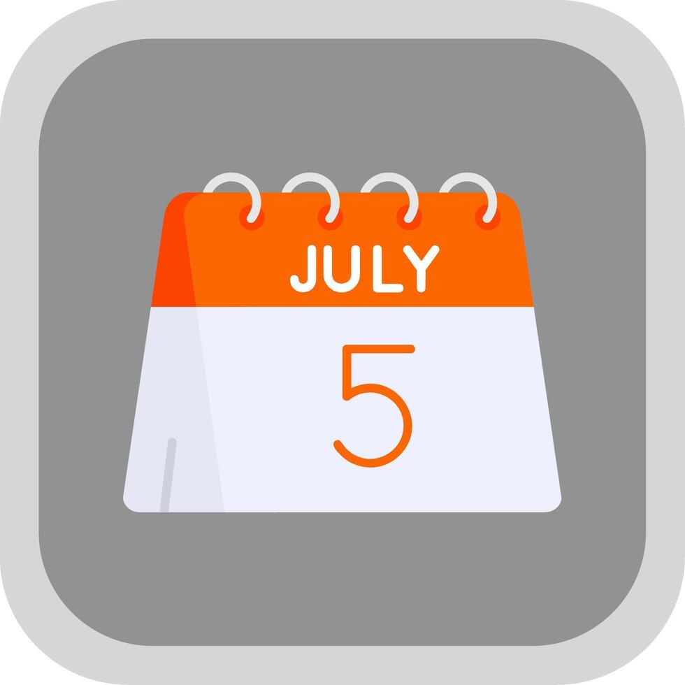 5:e av juli platt runda hörn ikon vektor