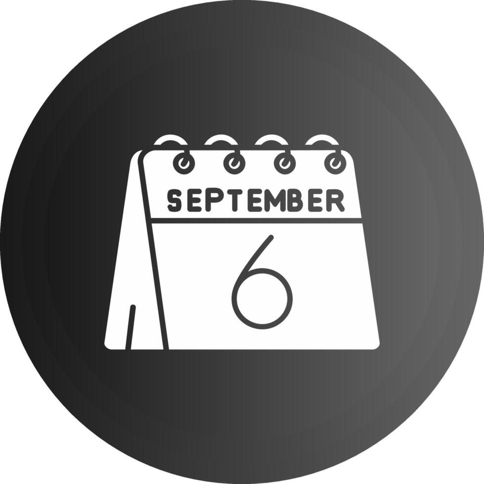 6 .. von September solide schwarz Symbol vektor