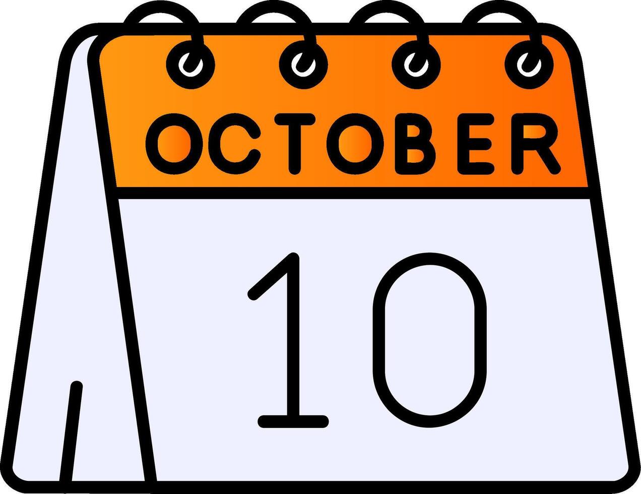 10 .. von Oktober gefüllt Gradient Symbol vektor