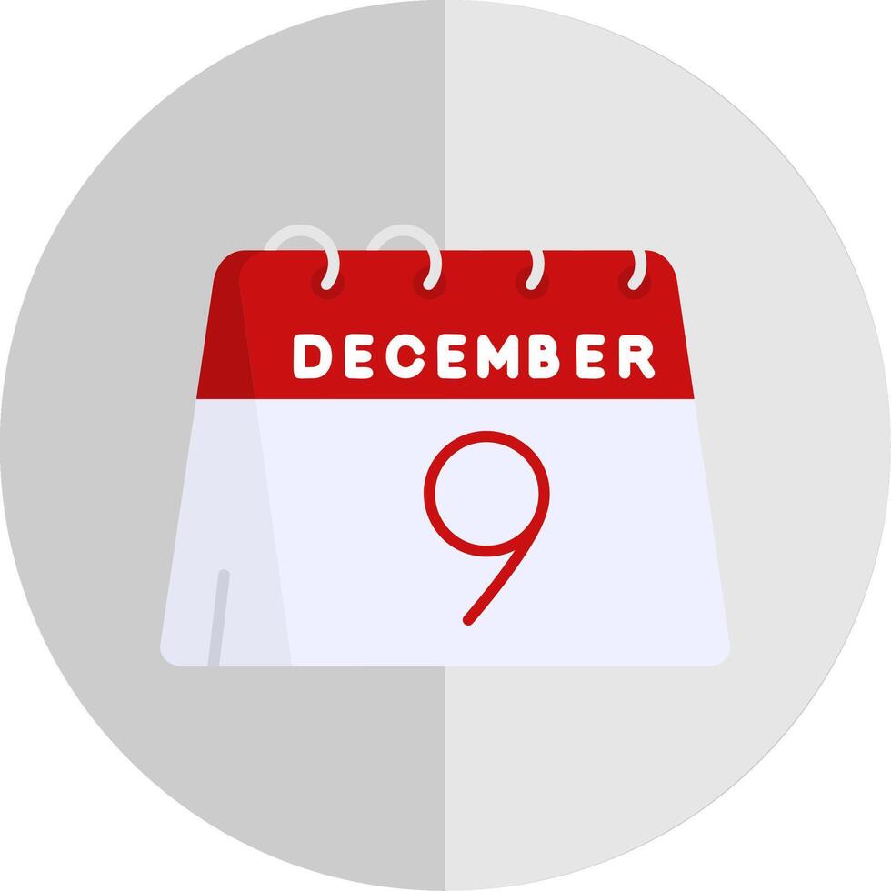 9:e av december platt skala ikon vektor