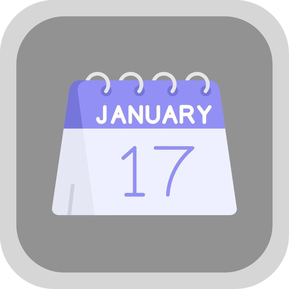 17:e av januari platt runda hörn ikon vektor