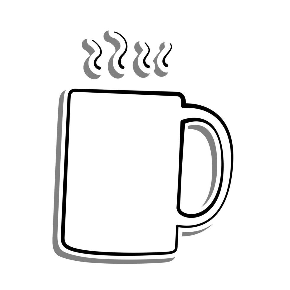 svart linje råna kaffe på vit silhuett och grå skugga. hand dragen tecknad serie stil. vektor illustration för dekorera, färg och några design