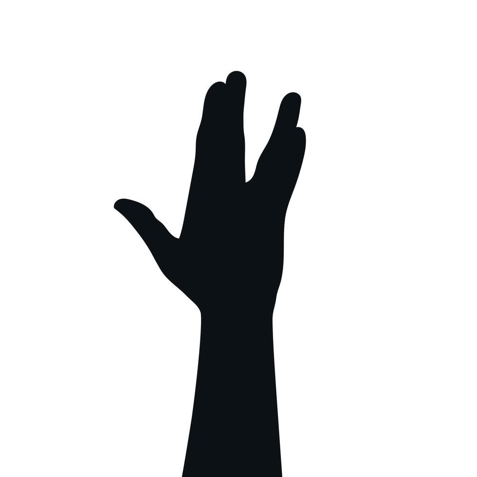 vulcanus honnör gest silhuett. leva lång och blomstra hand tecken. vektor illustration