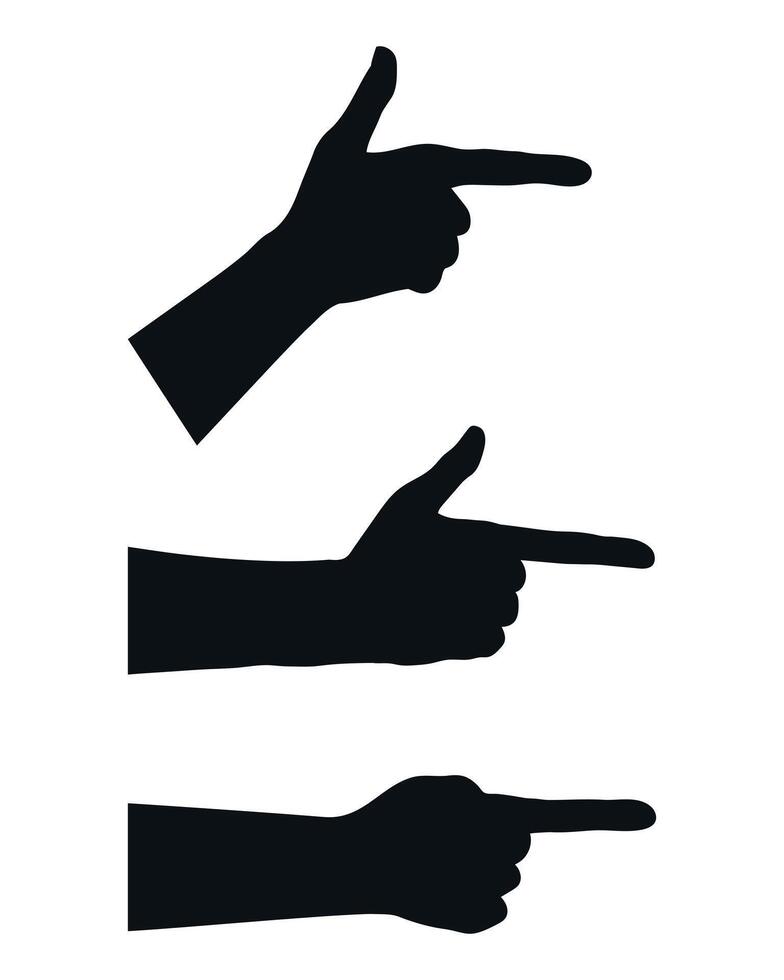 einstellen von Hände mit Index Finger Silhouetten. Hand zeigen Finger. Vektor Illustration