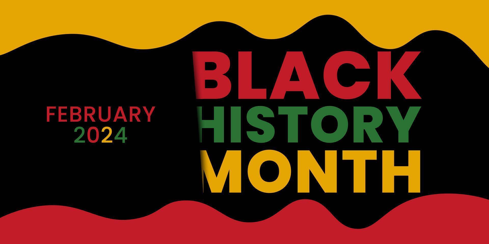 svart historia månad afrikansk amerikan historia firande februari 2024 modern kreativ baner, tecken, design begrepp, social media posta, mall med grön röd och gul afrikansk bakgrund. vektor