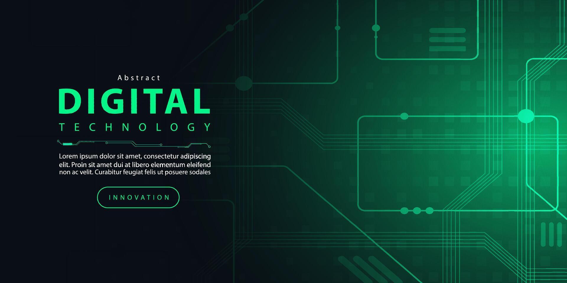 teknologi digital trogen internet nätverk förbindelse svart grön bakgrund, blå abstrakt cyber information kommunikation, ai stor data vetenskap, innovation framtida tech linje illustration vektor 3d