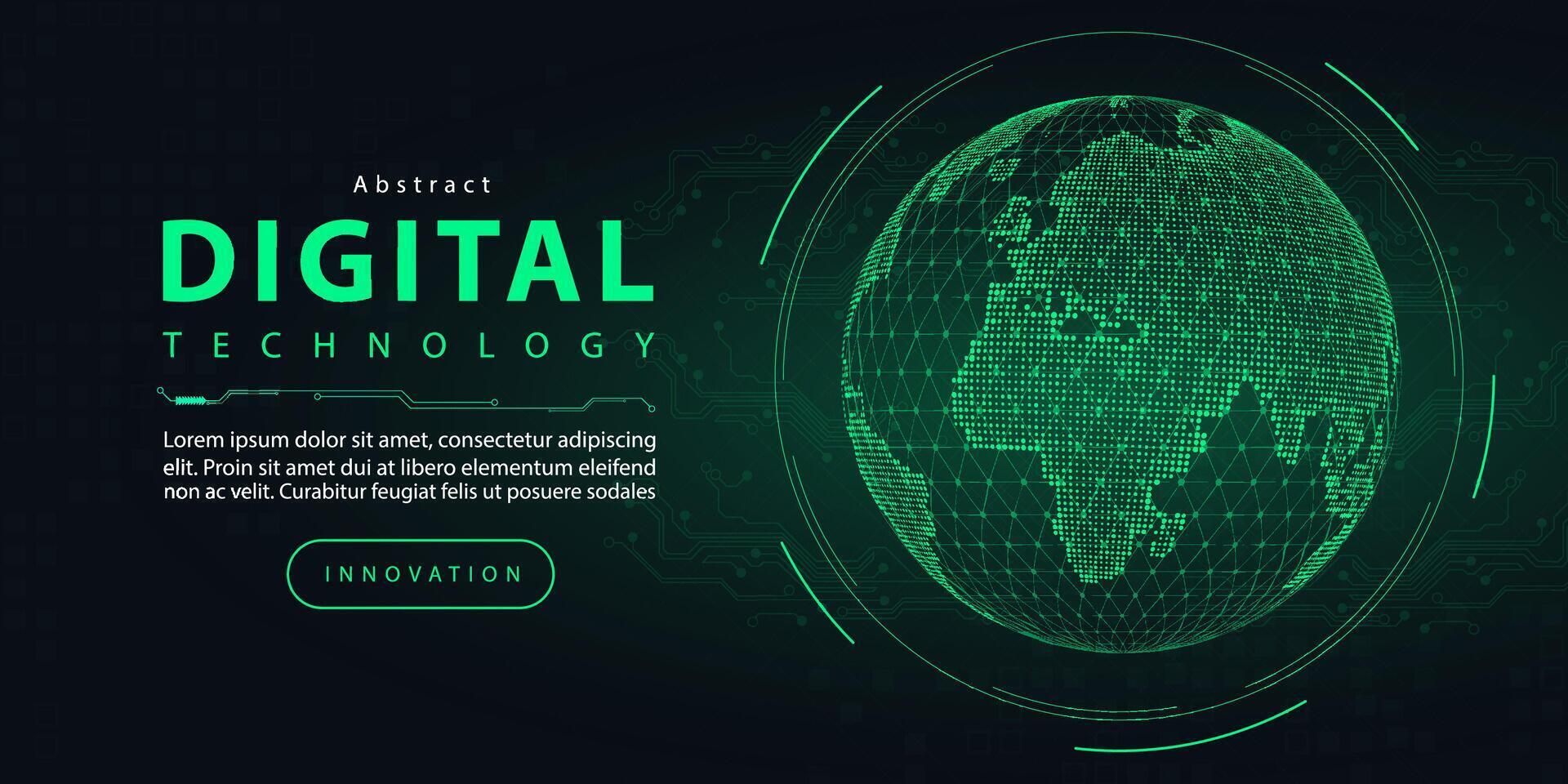 teknologi digital trogen internet nätverk förbindelse mörk svart grön bakgrund, abstrakt cyber information kommunikation, ai stor data vetenskap, innovation framtida tech linje illustration vektor 3d