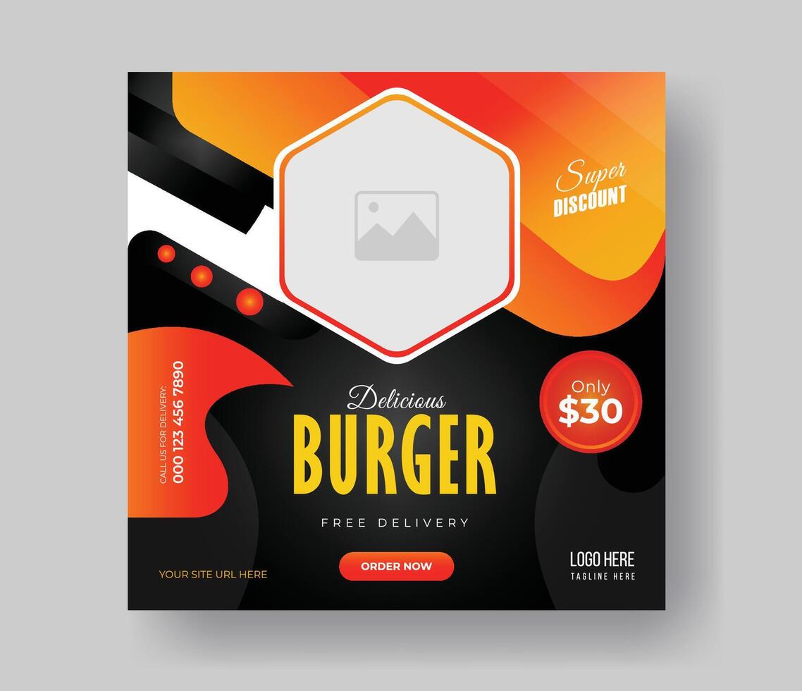 burger mat posta uppkopplad reklam befordran baner företag vektor layout design med färgrik lutning form och element.