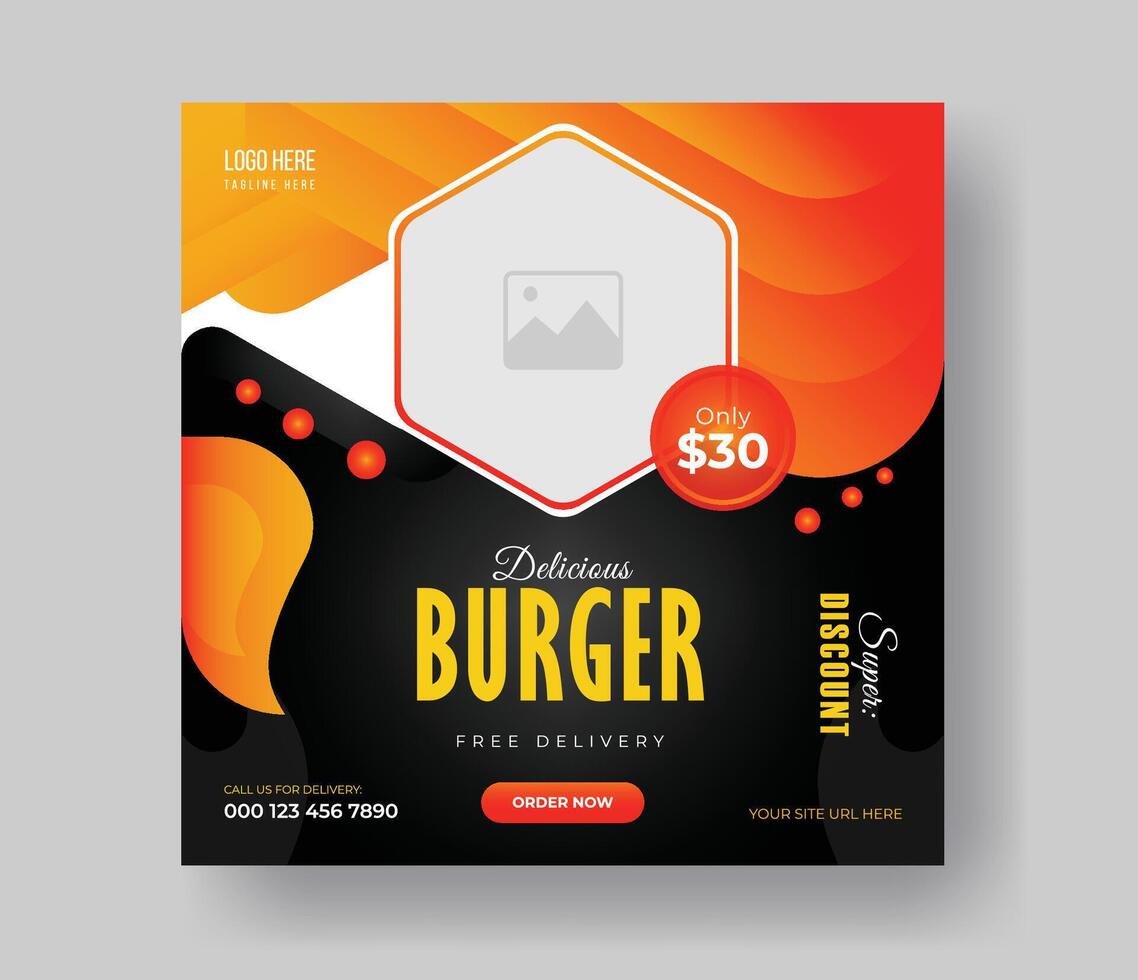 burger mat posta uppkopplad reklam befordran baner företag vektor layout design med färgrik lutning form och element.