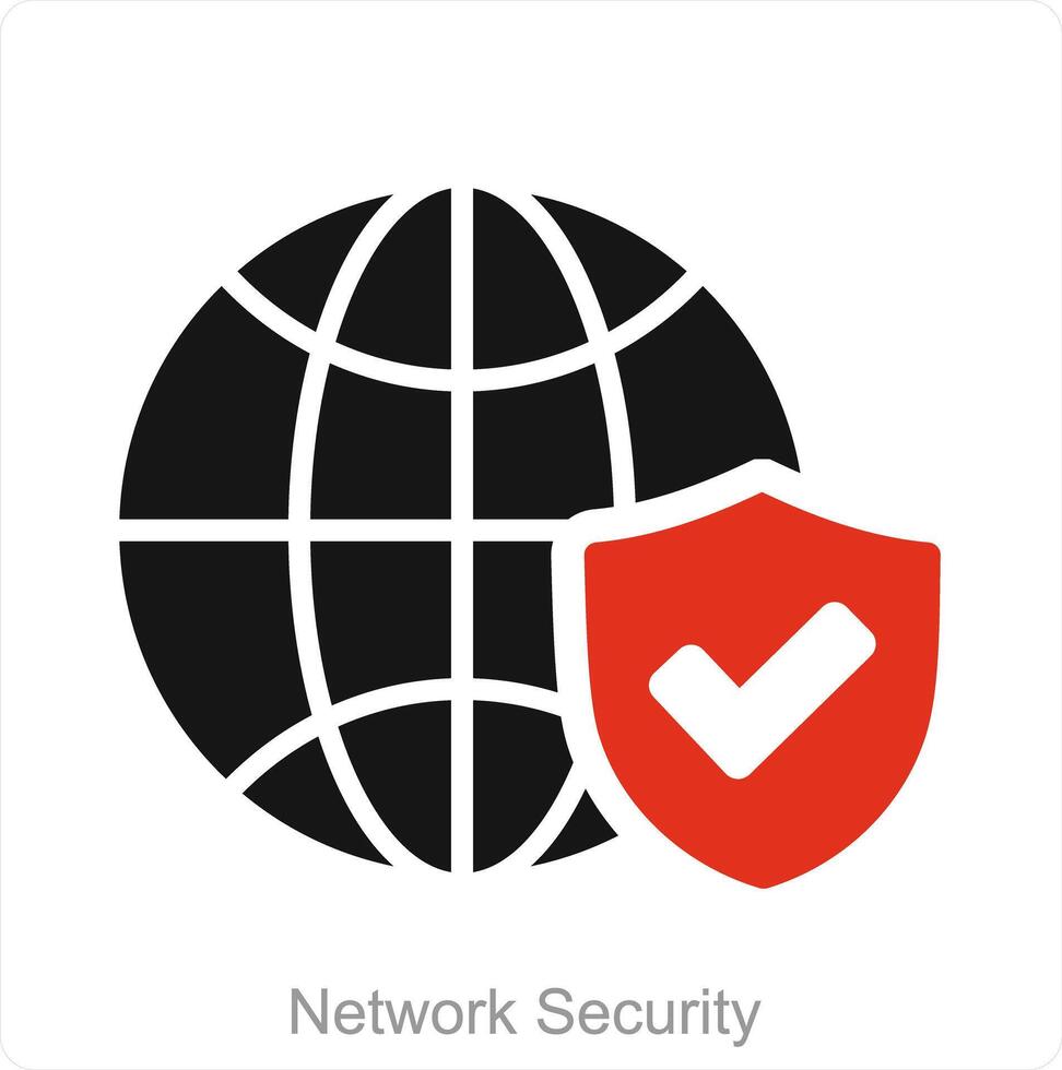 nätverk säkerhet och klot ikon begrepp vektor