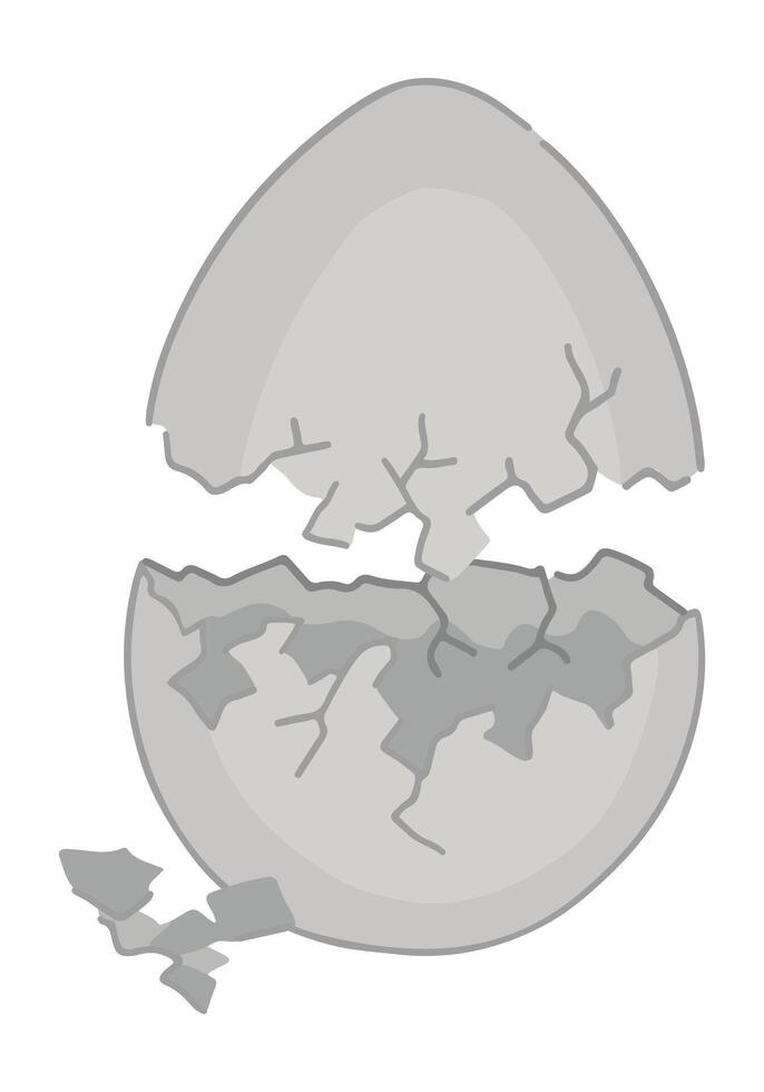 geknackt Ei Clip Art. gebrochen Hähnchen Ei Schale Gekritzel. Vektor Illustration im Karikatur Stil isoliert auf Weiß.