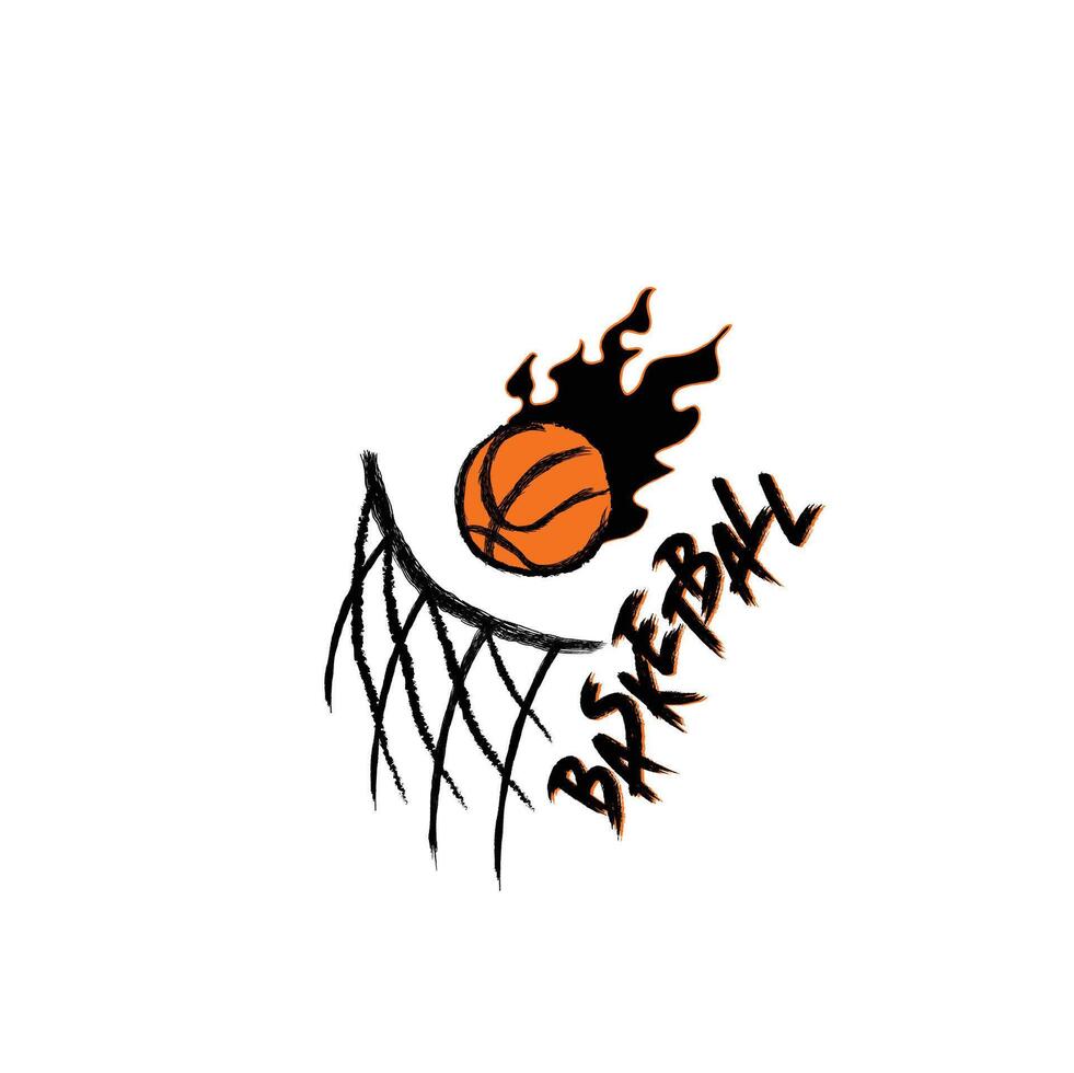 Basketball auf Feuer mit Band Vektor Illustration wie ein T-Shirt Design oder irgendein Sport Material