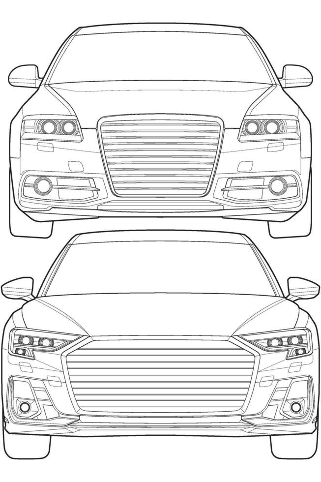 uppsättning av bil isolerat illustration, vektor linje konst, transport vektor bunt, sporter bil, modern bil, bil begrepp, linje vektor.