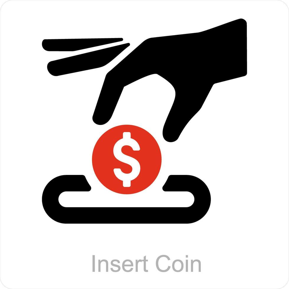 Föra in mynt och Bankomat ikon begrepp vektor
