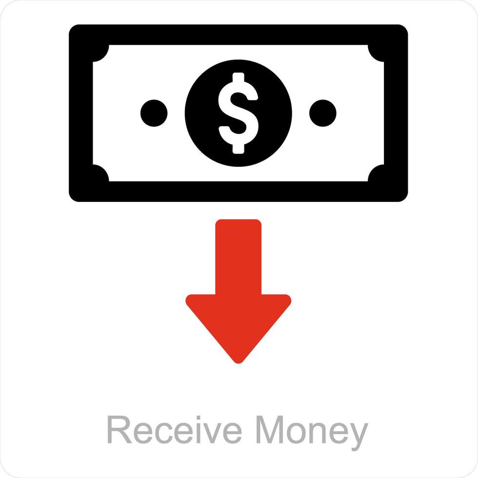 motta pengar och motta betalning ikon begrepp vektor